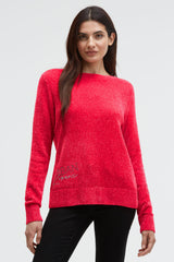 Chenille-Pullover mit Glitzer-Artworks