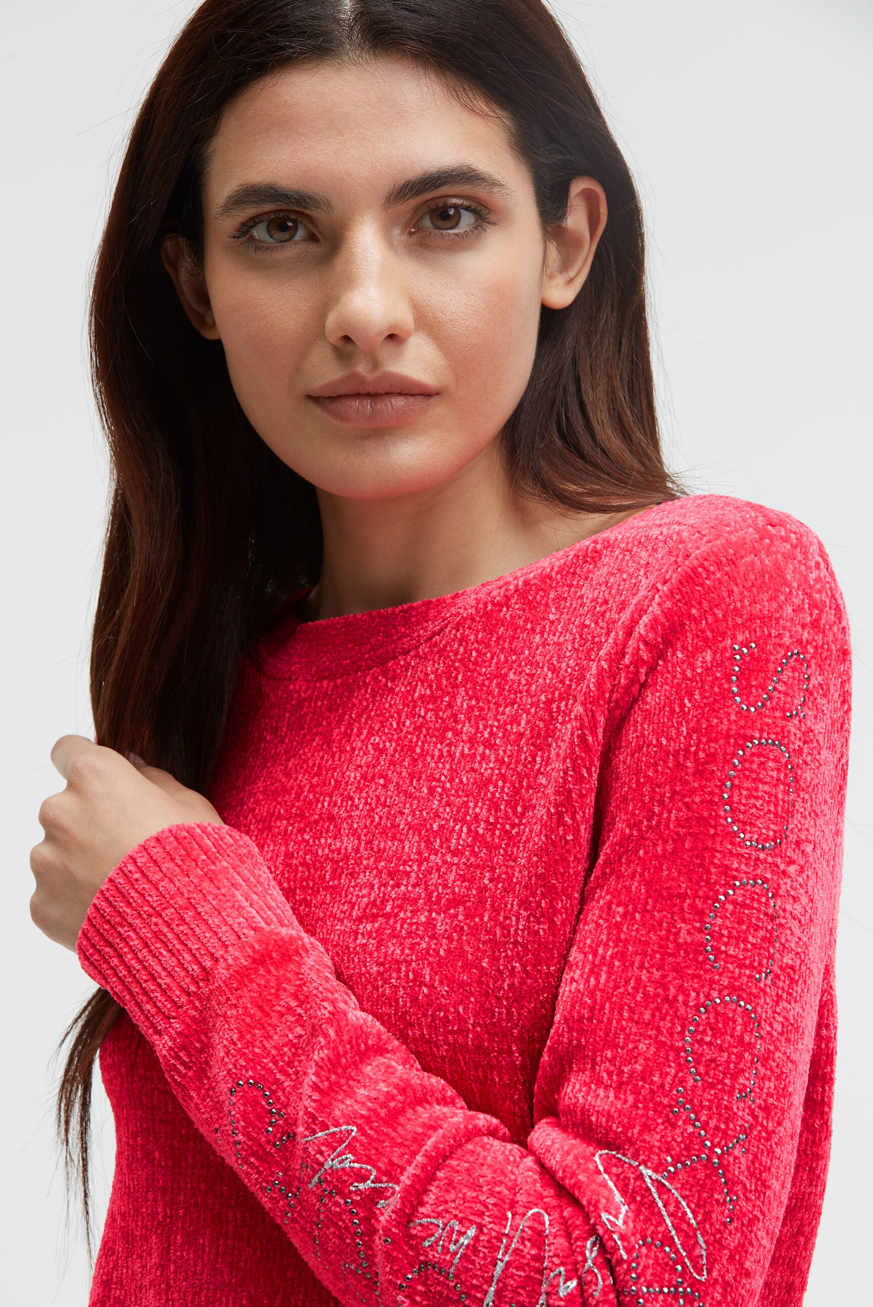 Chenille-Pullover mit Glitzer-Artworks - 4
