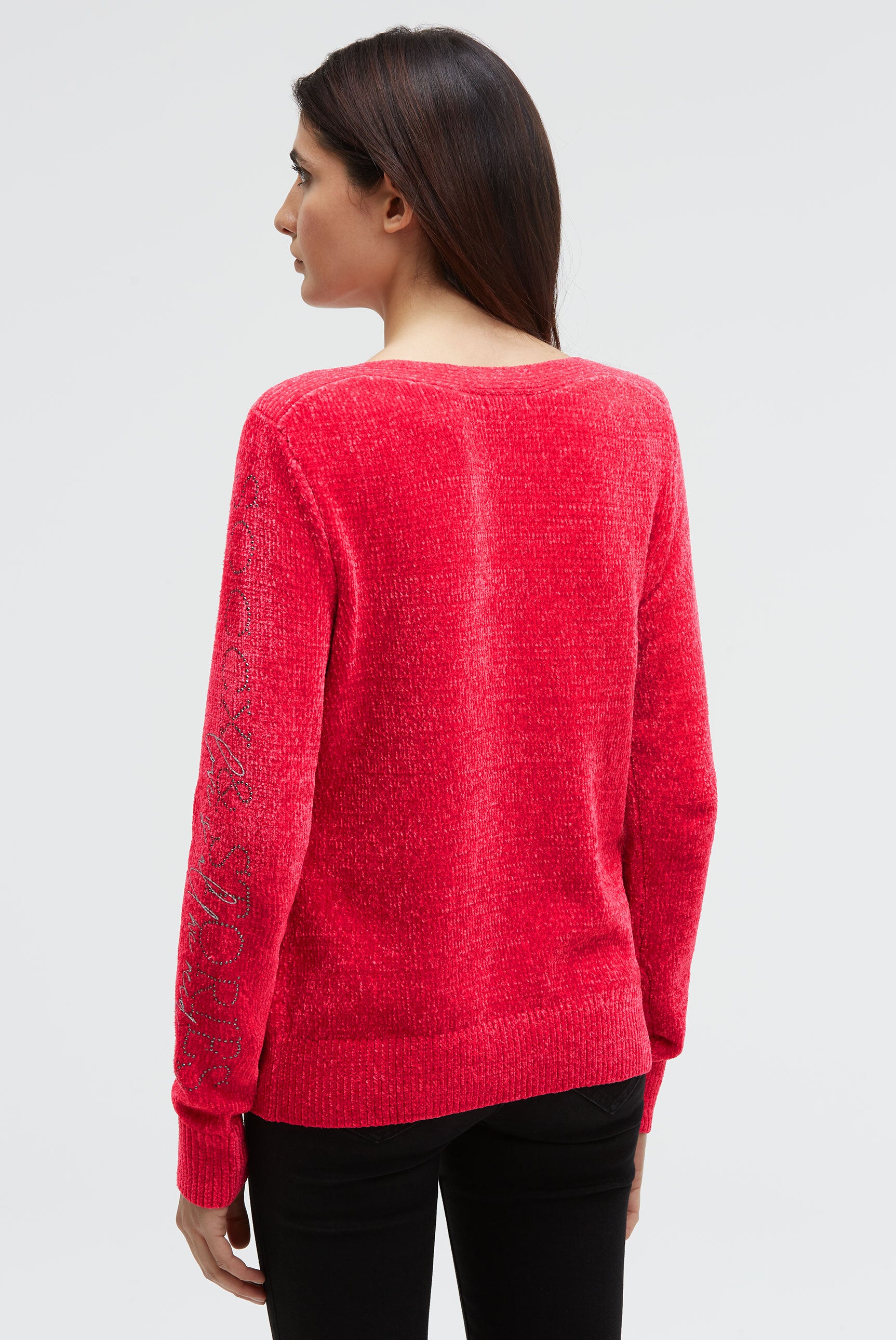 Chenille-Pullover mit Glitzer-Artworks - 5