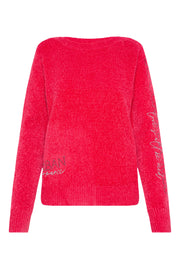 Chenille-Pullover mit Glitzer-Artworks