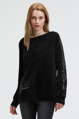 Chenille-Pullover mit Glitzer-Artworks