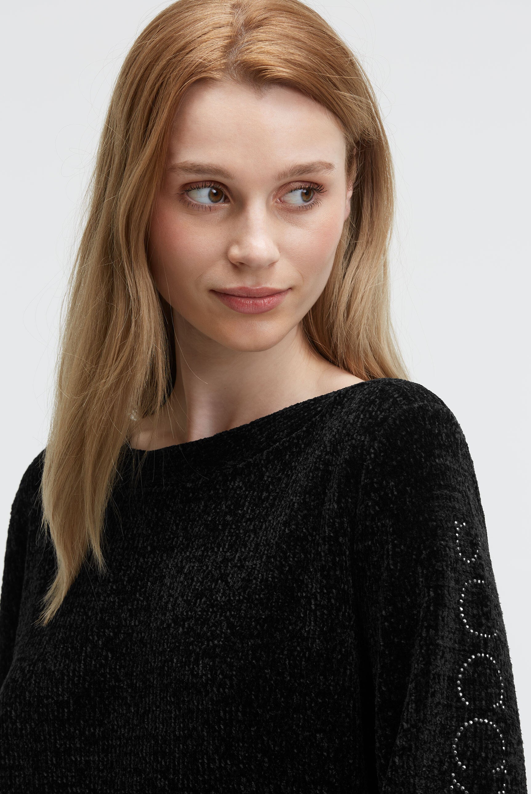 Chenille-Pullover mit Glitzer-Artworks - 4