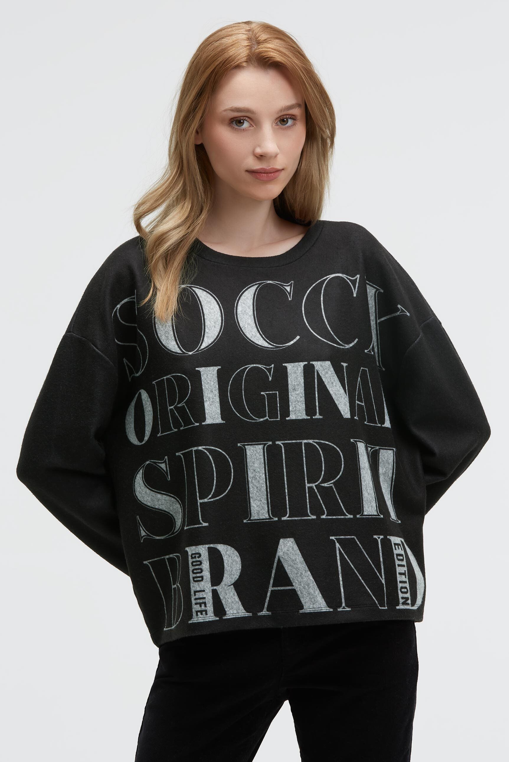 Sweter z miękkiej dzianiny z nadrukiem logo - 2