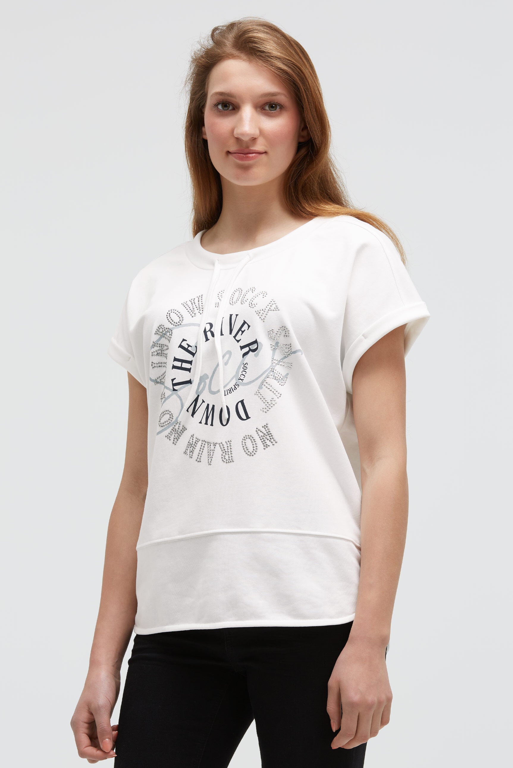 Oversized-Shirt mit Artwork aus Schmucksteinen
