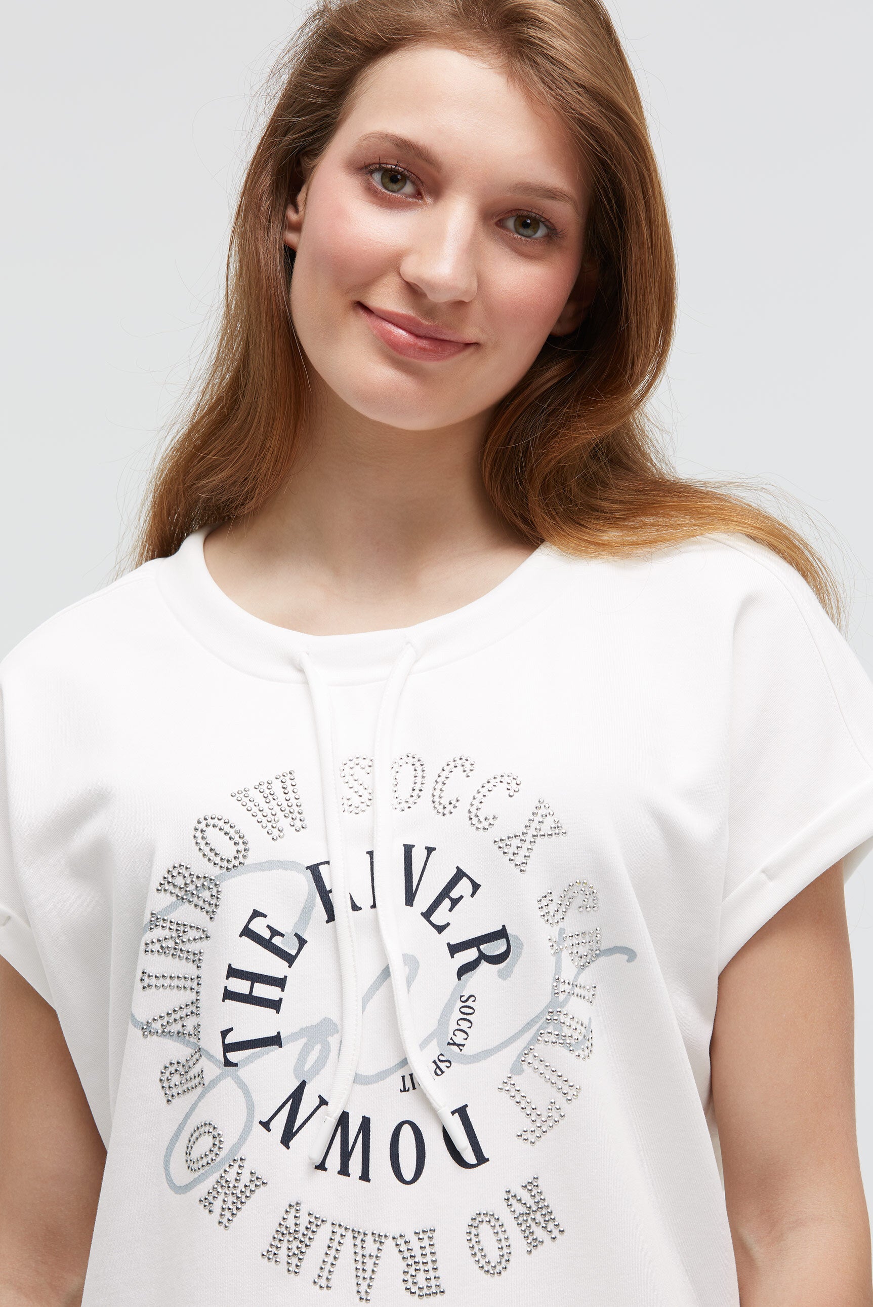Oversized-Shirt mit Artwork aus Schmucksteinen - 4