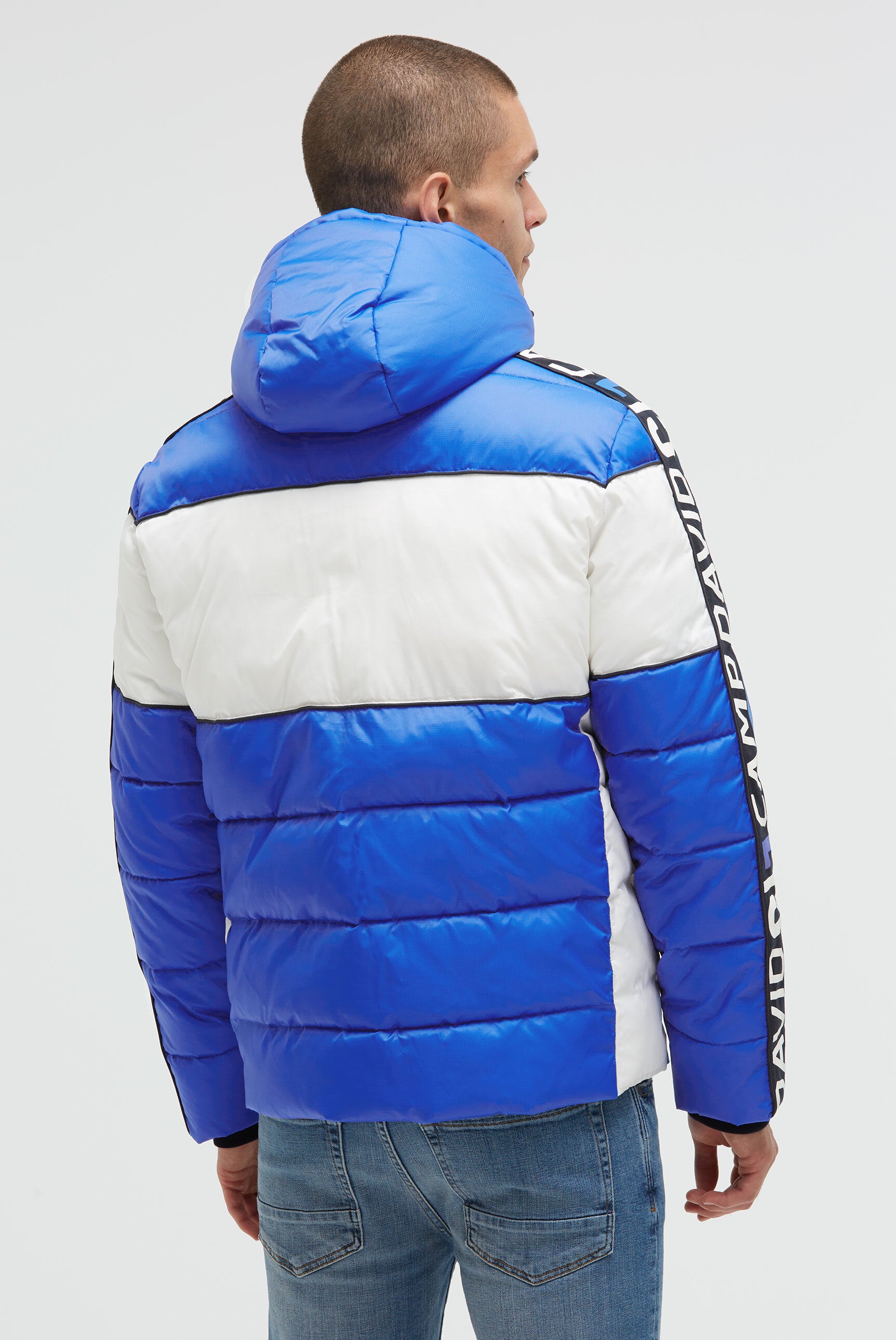Steppjacke mit Colour-Blocking, Tapes, Artworks