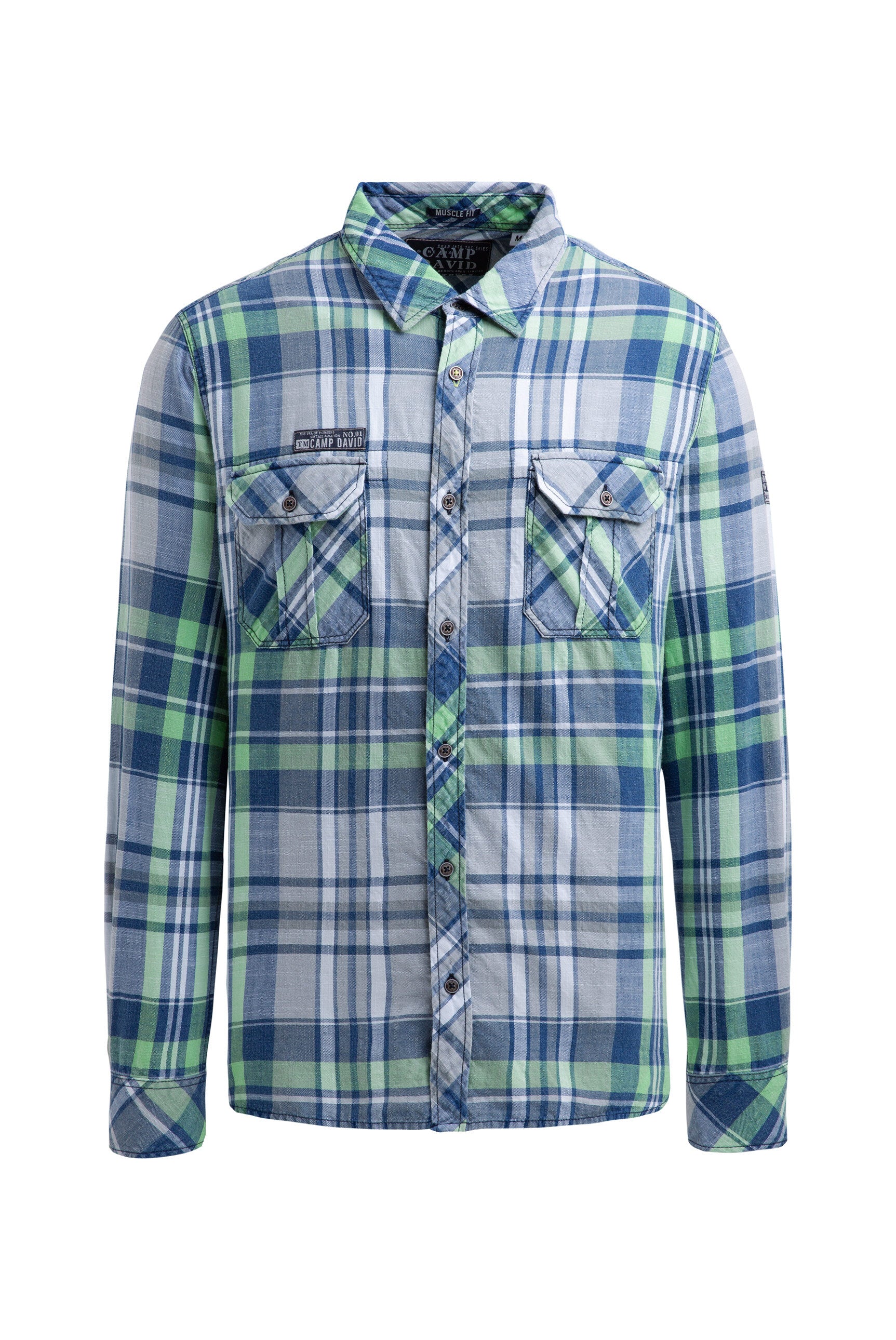 Koszula w kratę z długim rękawem i kieszeniami z klapką