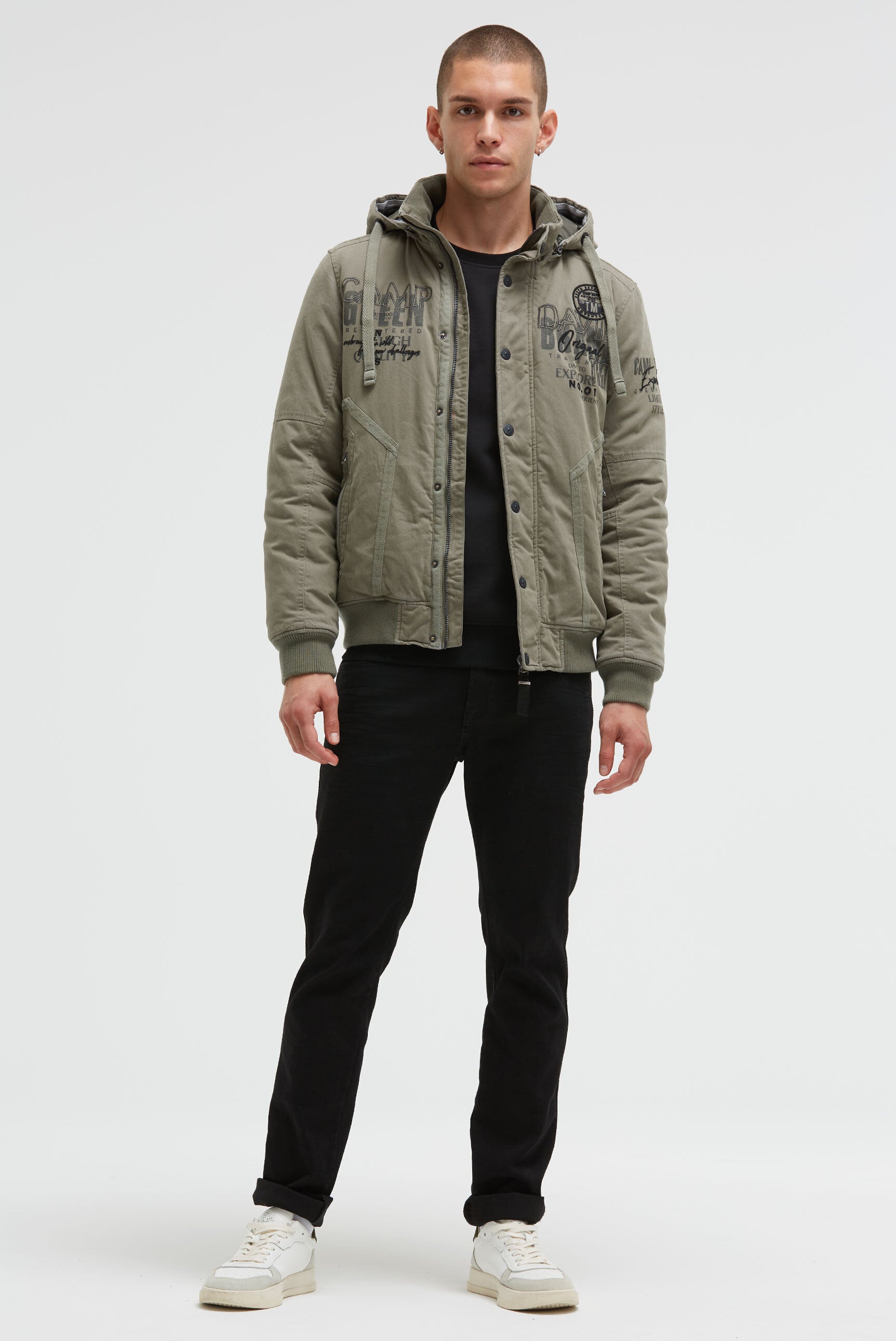 Pikowany bluzon z kapturem i grafikami - 3