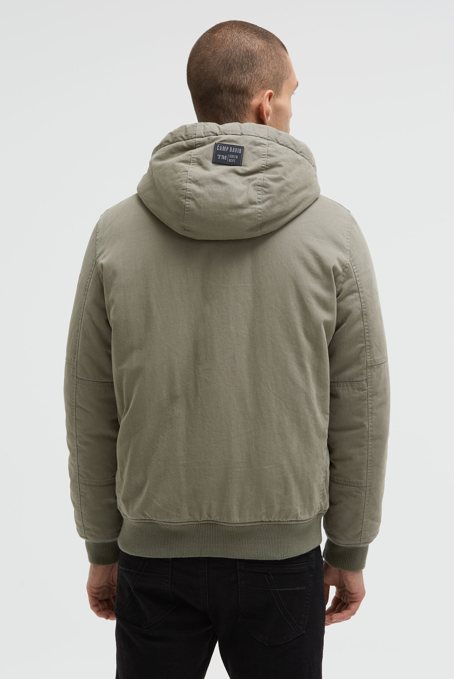 Wattierter Blouson mit Kapuze und Artworks