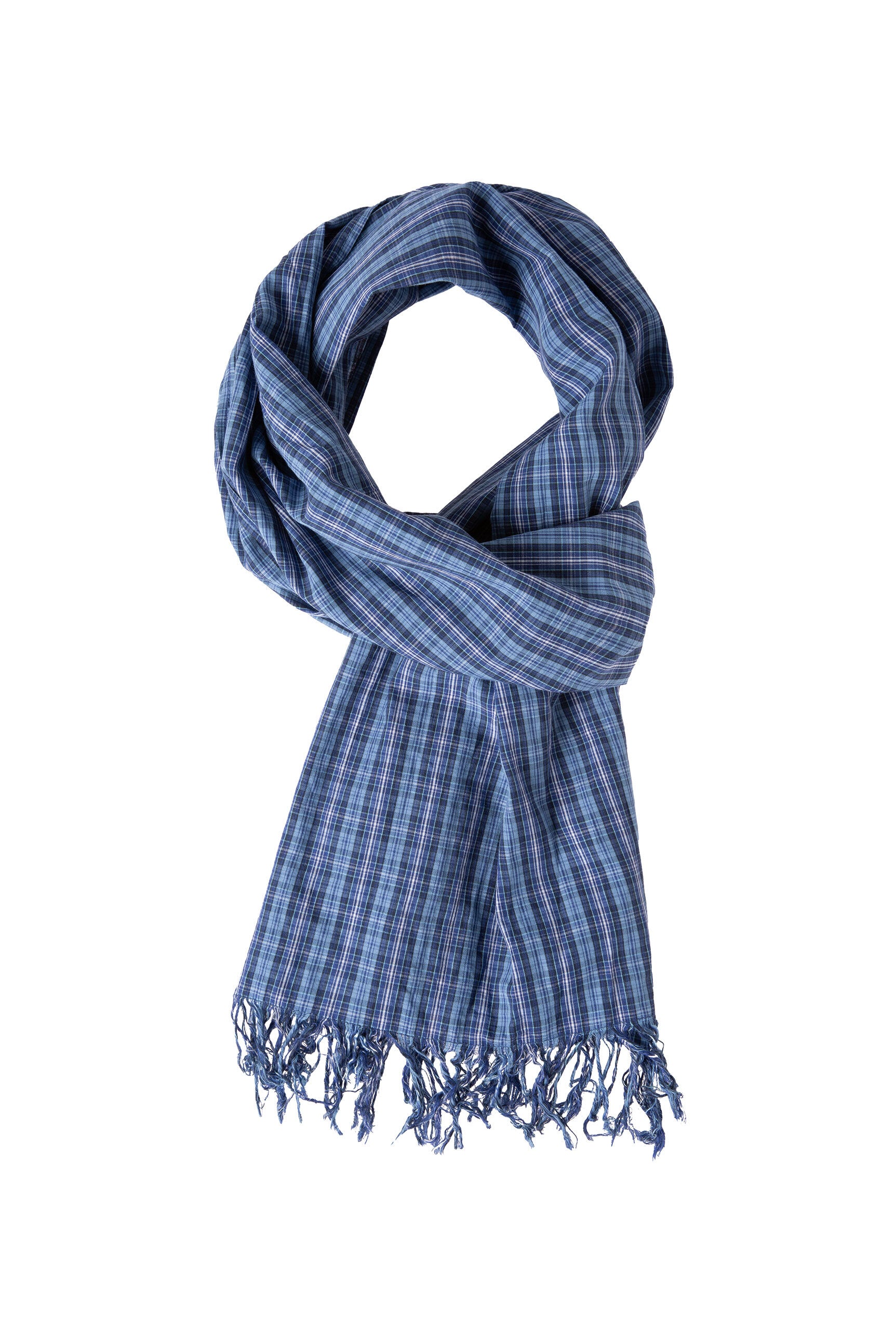 Szalik w kratę z delikatnej tkaniny - 1