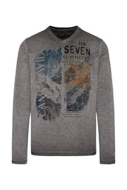 Longsleeve z dekoltem w serek i nadrukiem fotograficznym