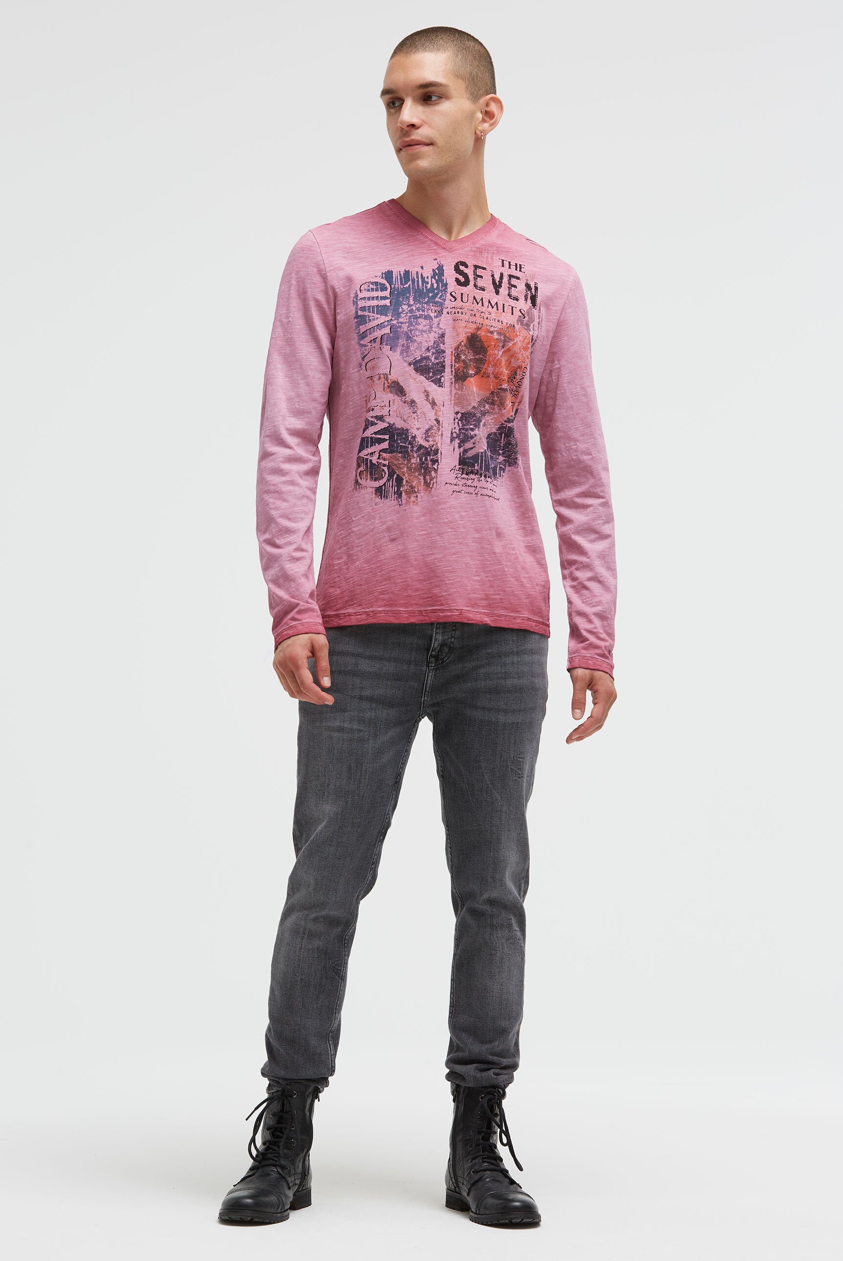 Longsleeve z dekoltem w serek i nadrukiem fotograficznym - 3