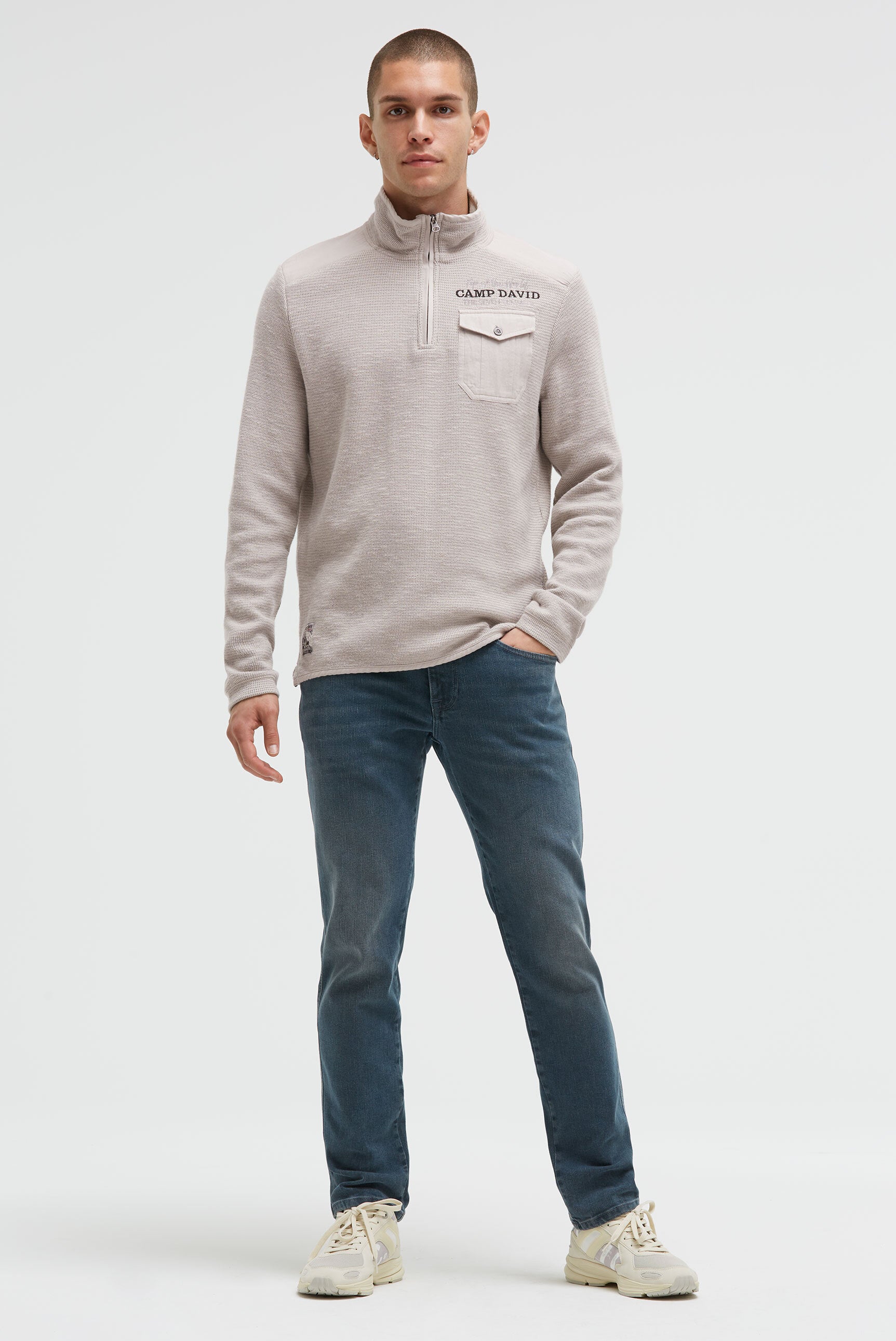 Sweatshirt Troyer z detalami z diagonalu - 2