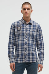 Koszula w kratę z nadrukami logo