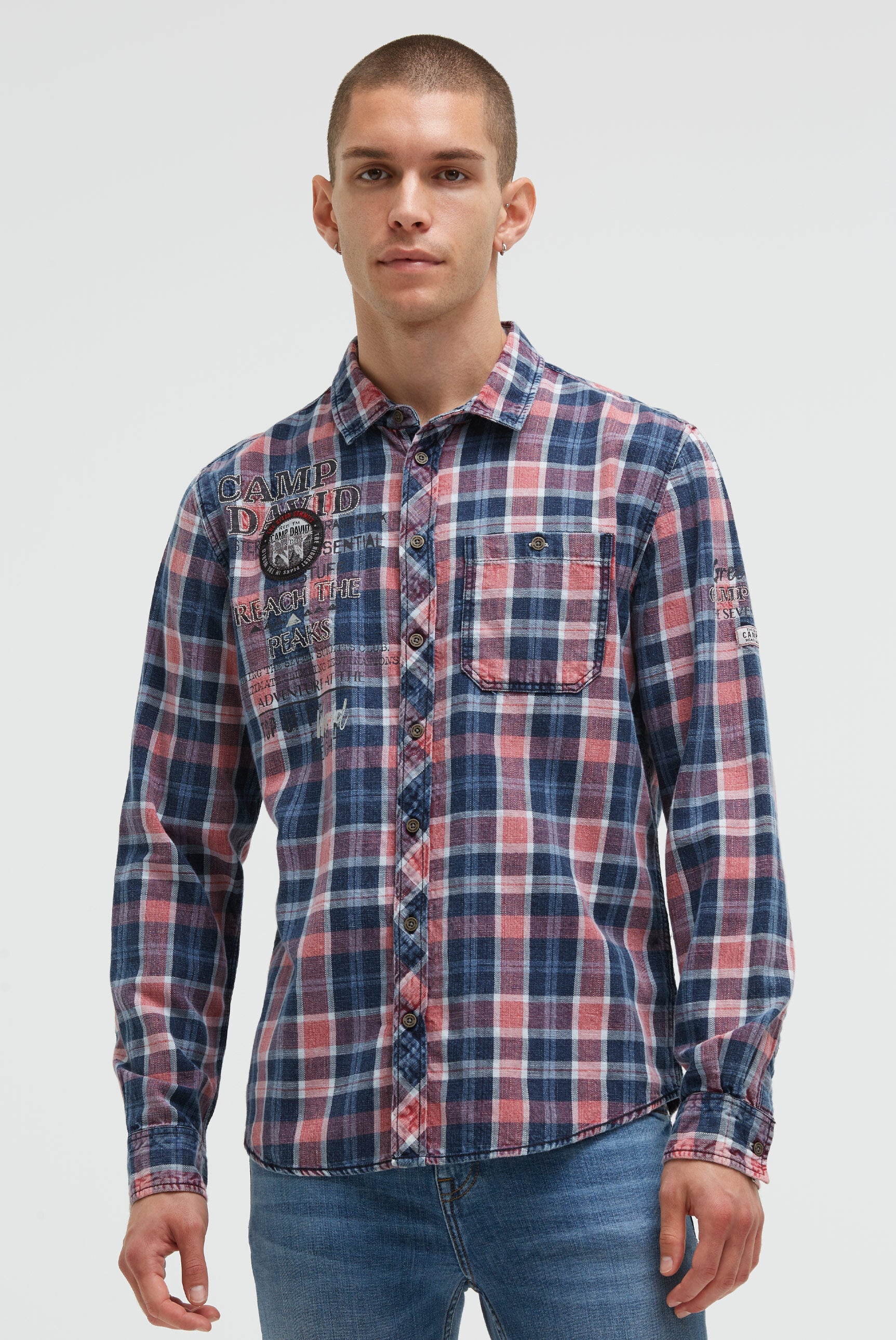 Koszula w kratę z nadrukami logo - 2