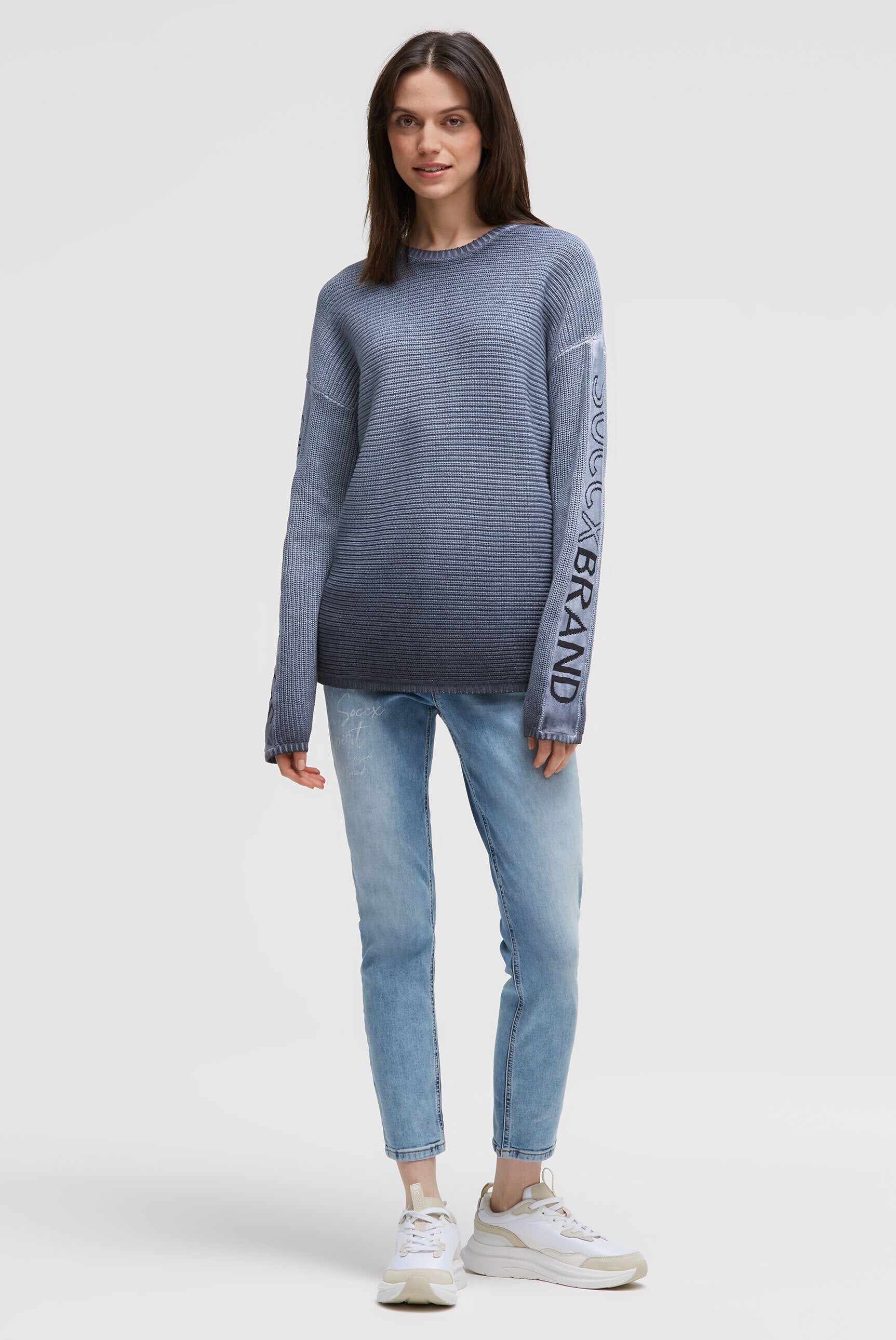 Pulower z wzorem intarsji na rękawach - 3