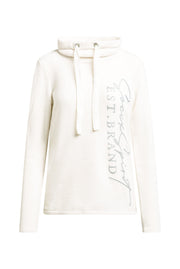 Pulower z chenille z wysokim kołnierzem i nadrukiem