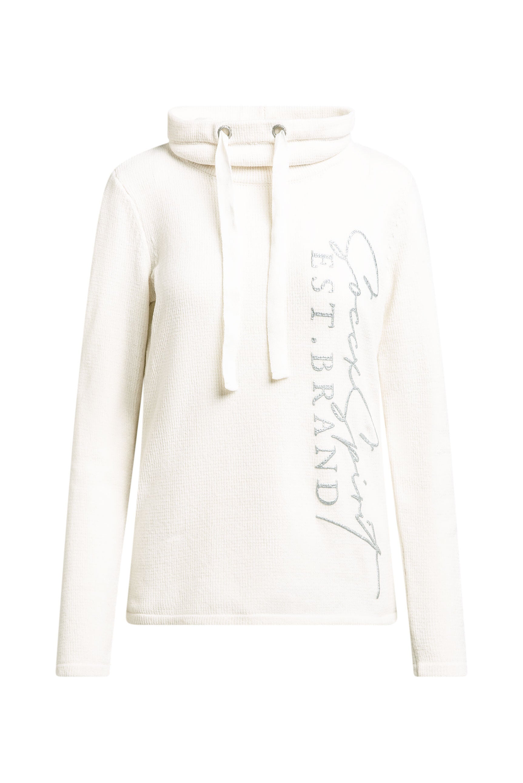 Pulower z chenille z wysokim kołnierzem i nadrukiem - 1