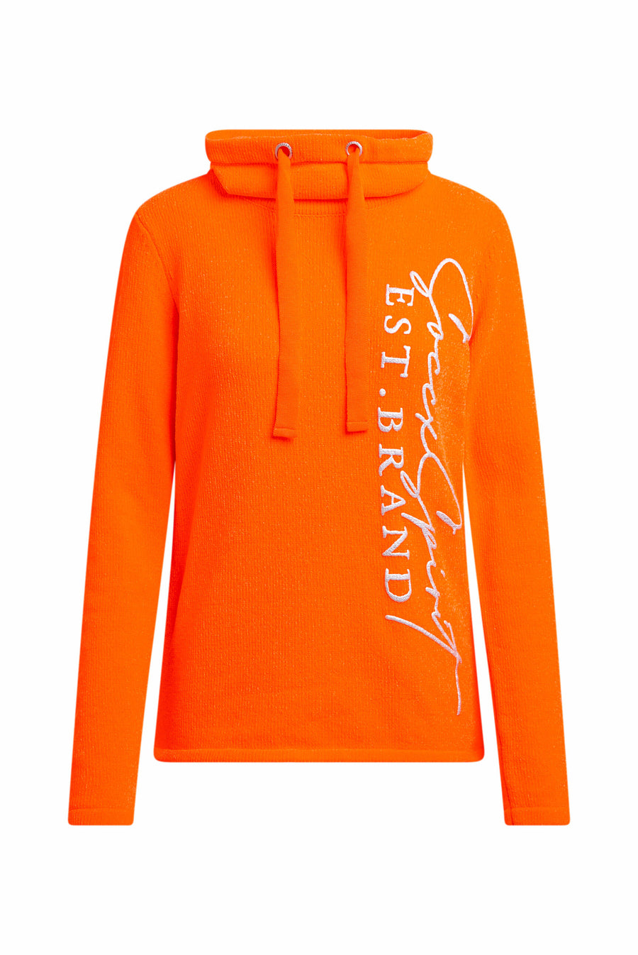 Chenille-Pullover mit hohem Kragen und Artwork neon orange