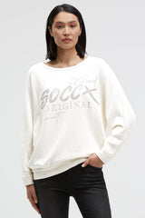 Pulower z chenille z nadrukiem glitter