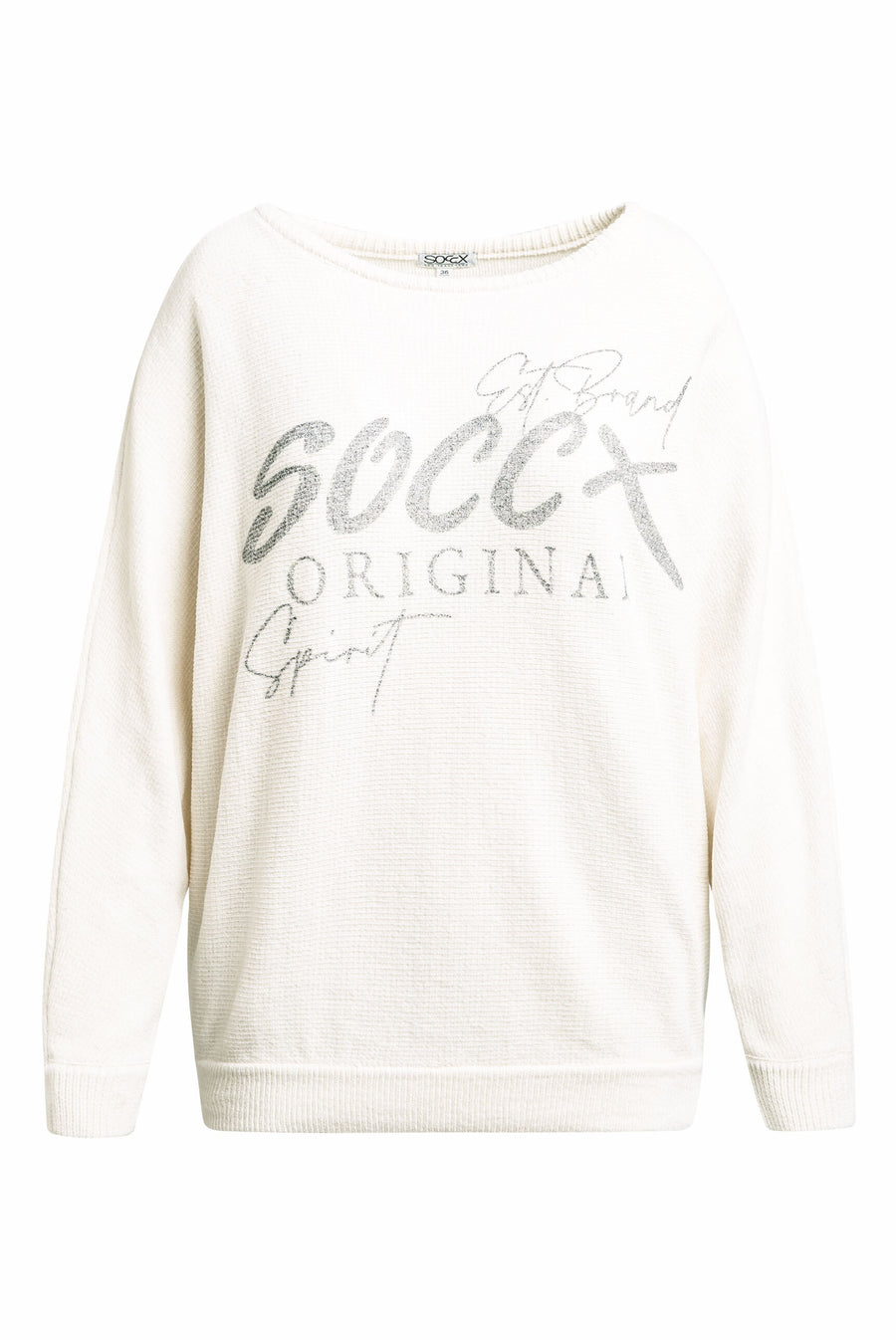 Chenille-Pullover mit Glitter Print ivory
