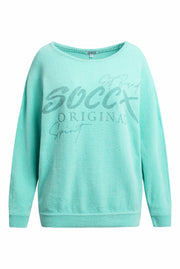 Pulower z chenille z nadrukiem glitter