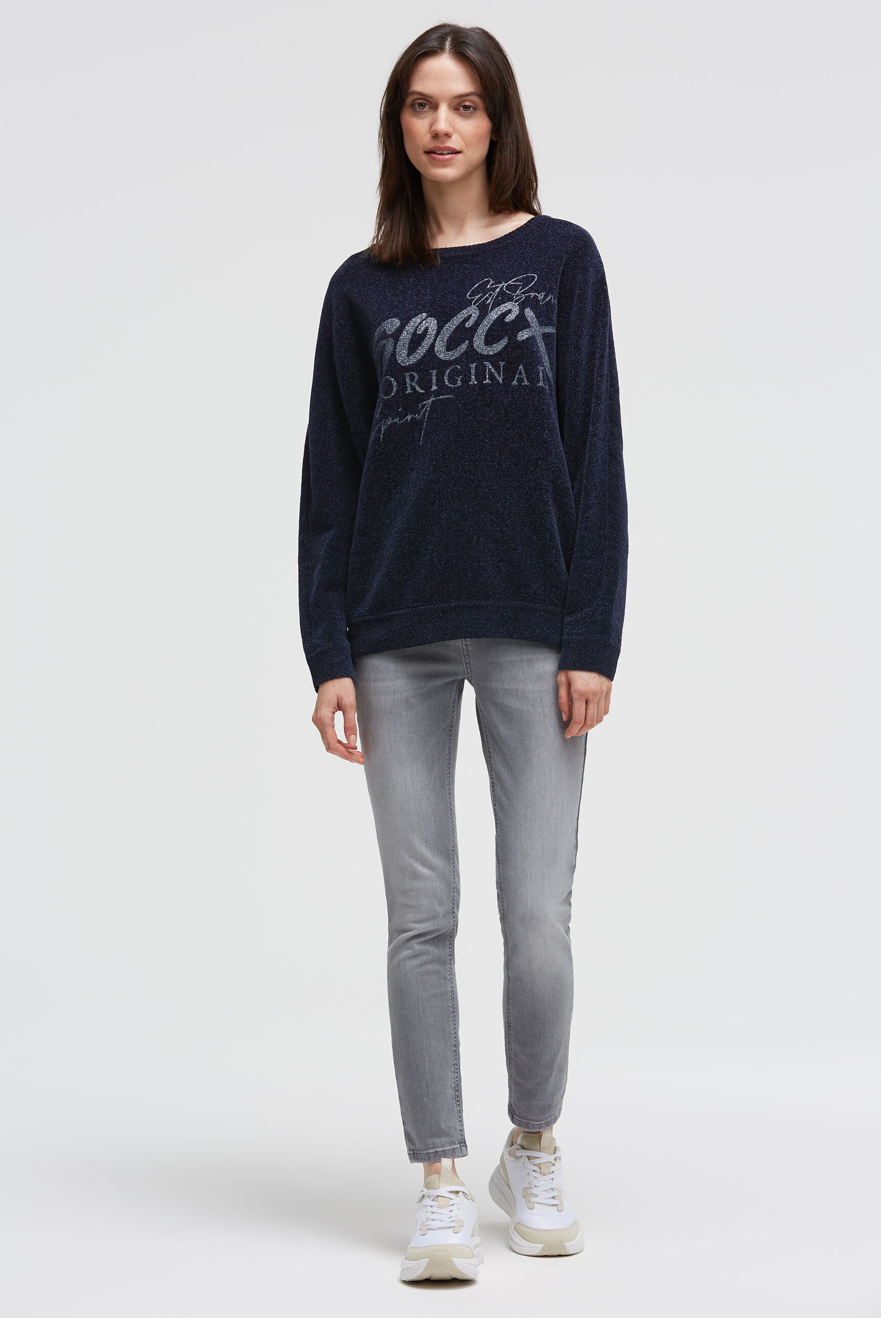 Pulower z chenille z nadrukiem glitter - 3