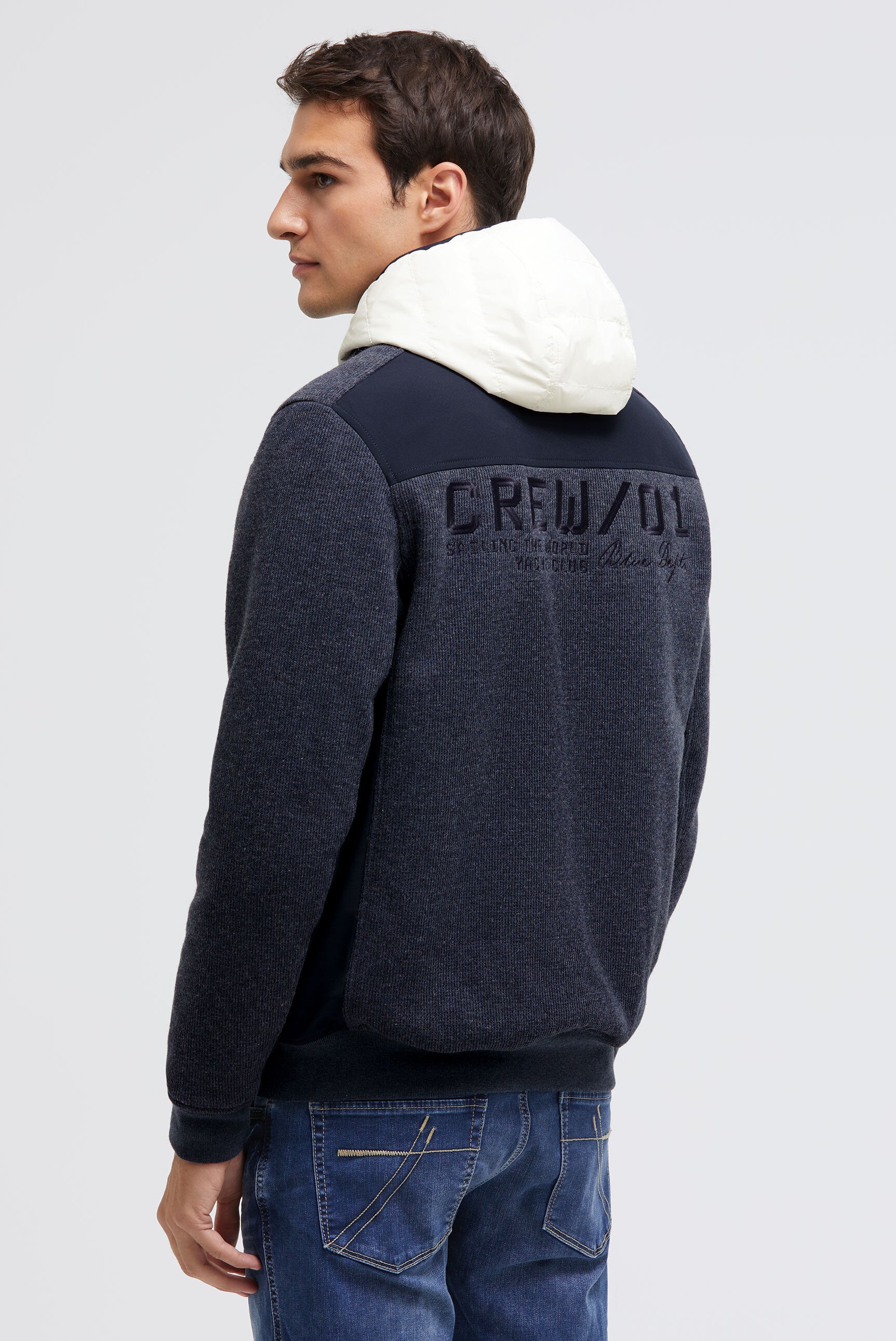 Kurtka blouson z dzianiny polarowej ze wstawką z kapturem - 5