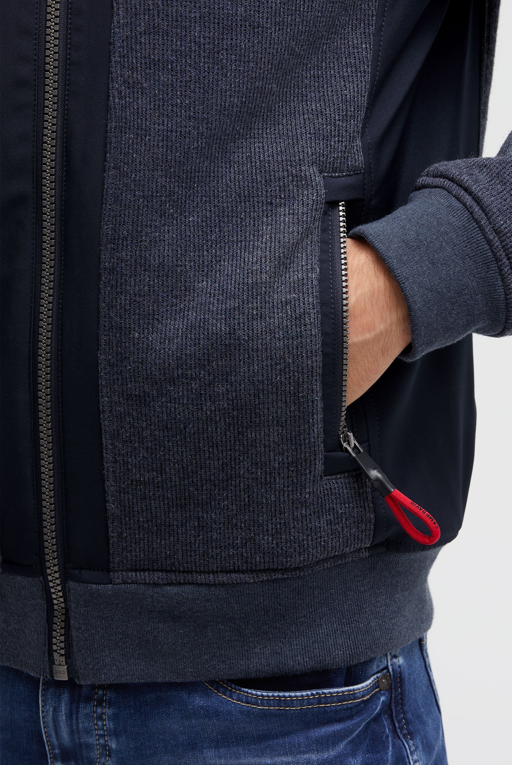 Kurtka blouson z dzianiny polarowej ze wstawką z kapturem - 7