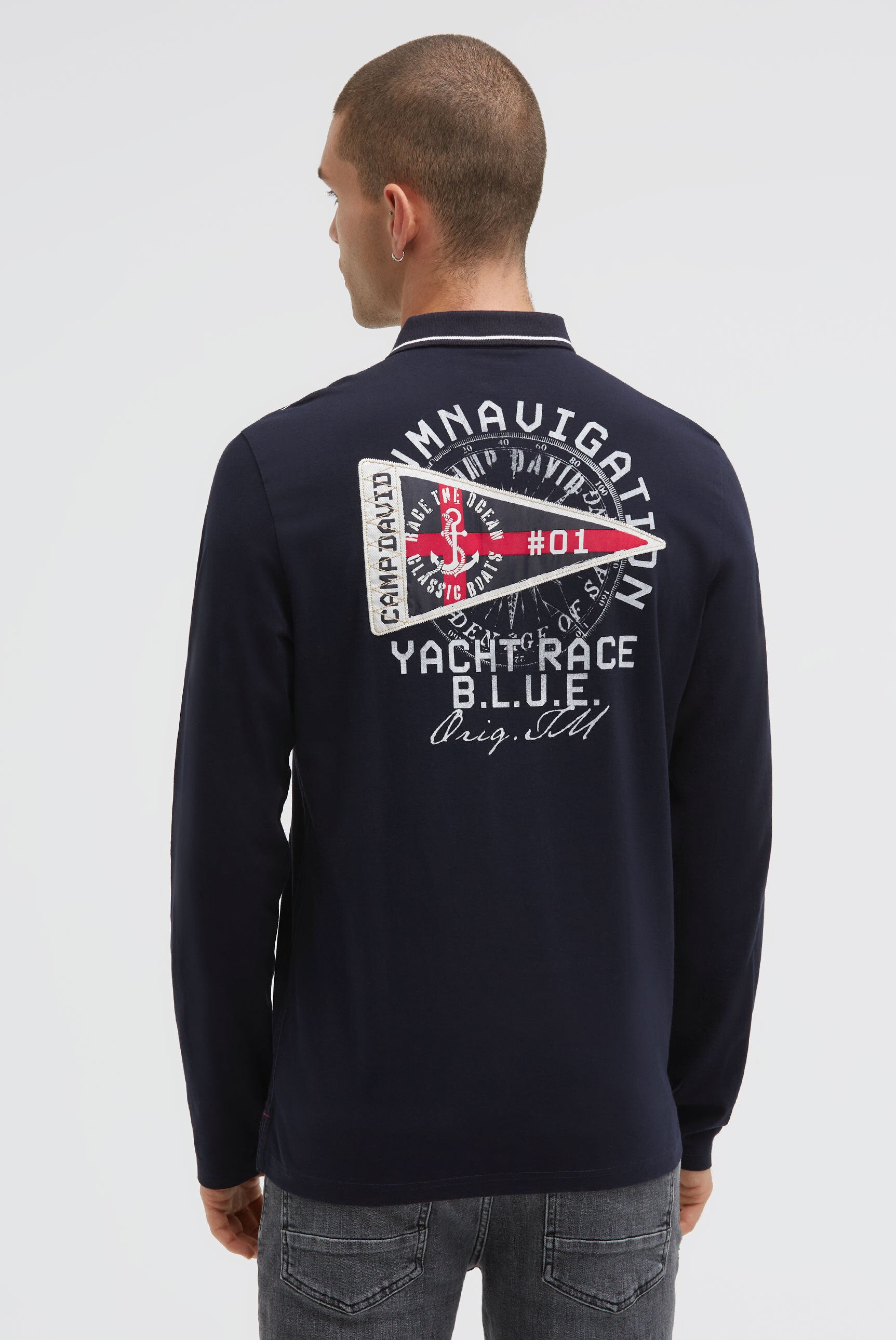 Polo z długim rękawem i nadrukiem na plecach - 2