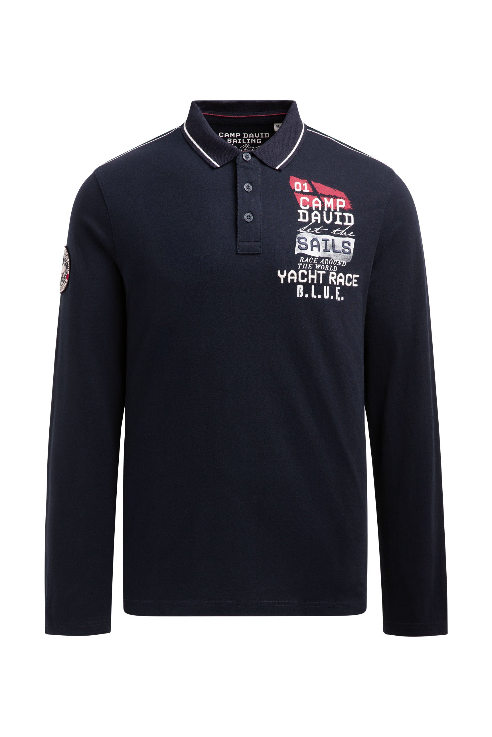 Polo z długim rękawem i nadrukiem na plecach - 1