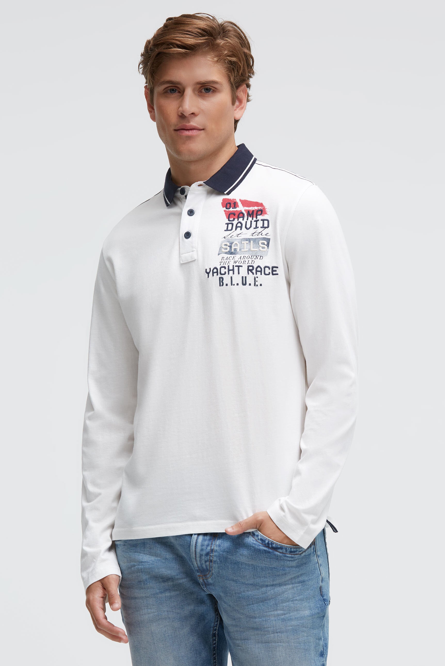 Polo z długim rękawem i nadrukiem na plecach - 3