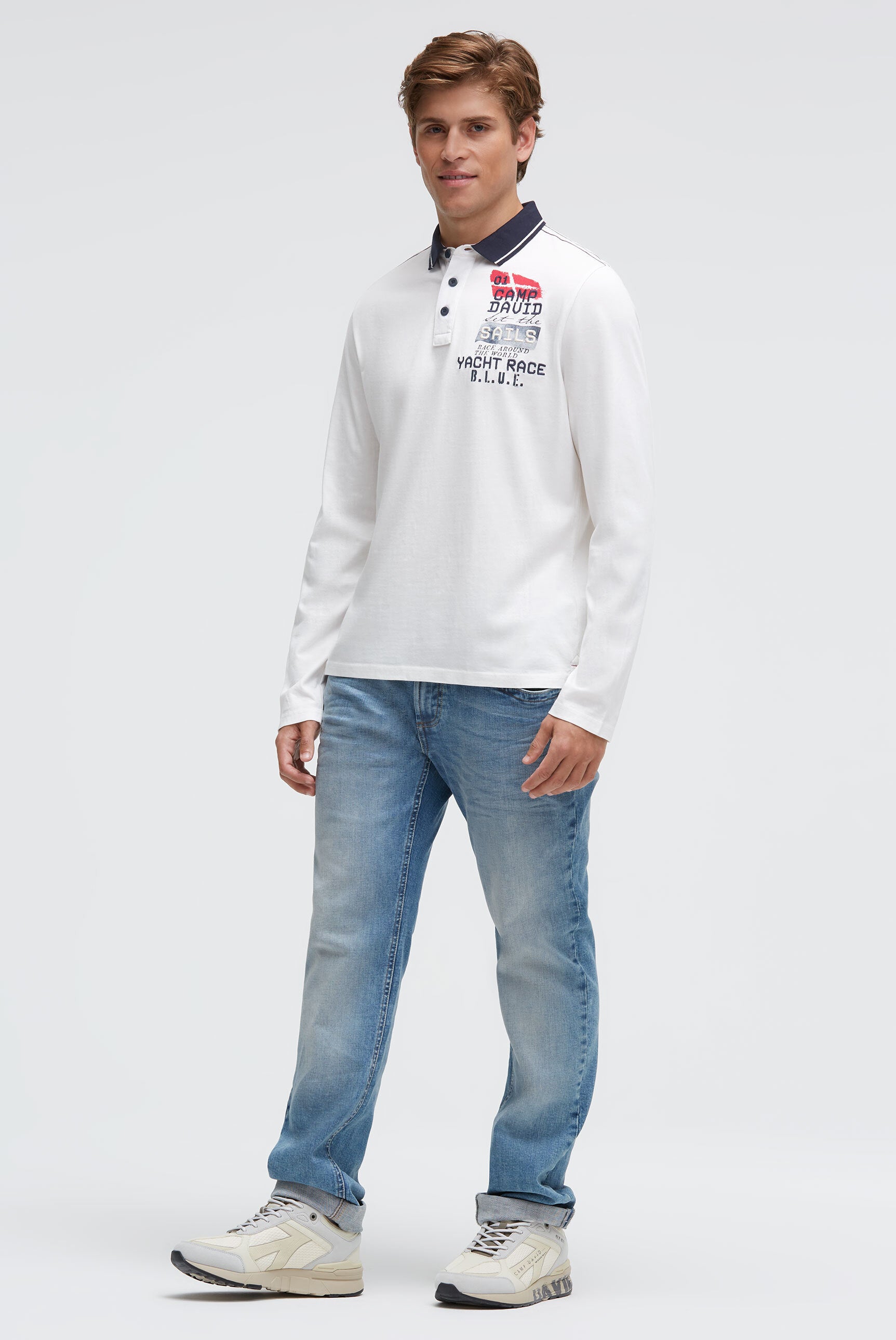 Polo z długim rękawem i nadrukiem na plecach - 4