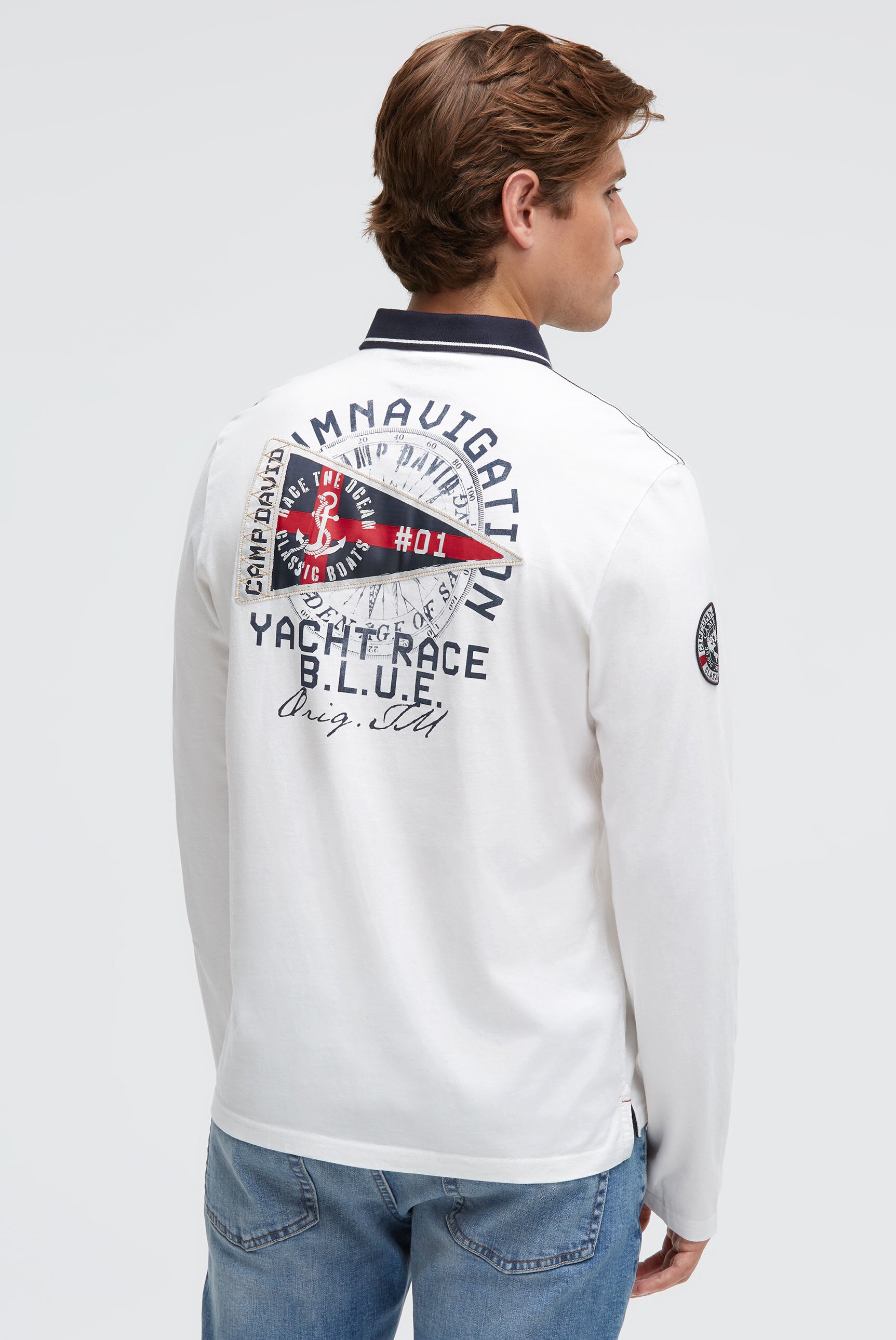 Polo z długim rękawem i nadrukiem na plecach