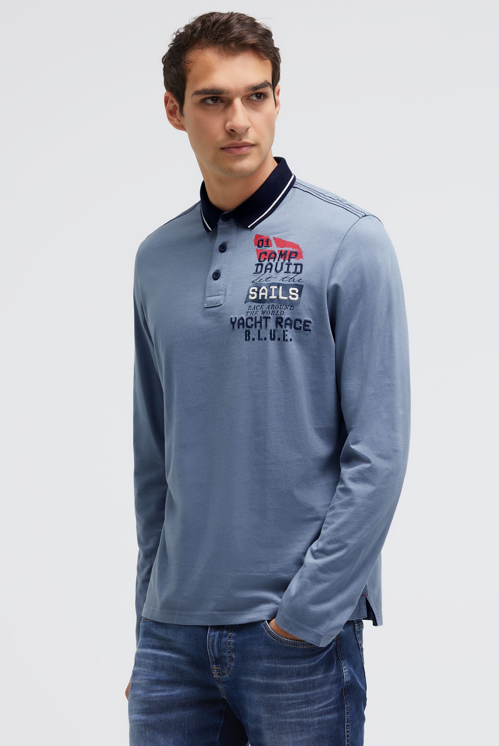 Polo z długim rękawem i nadrukiem na plecach - 3