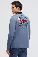 Polo z długim rękawem i nadrukiem na plecach