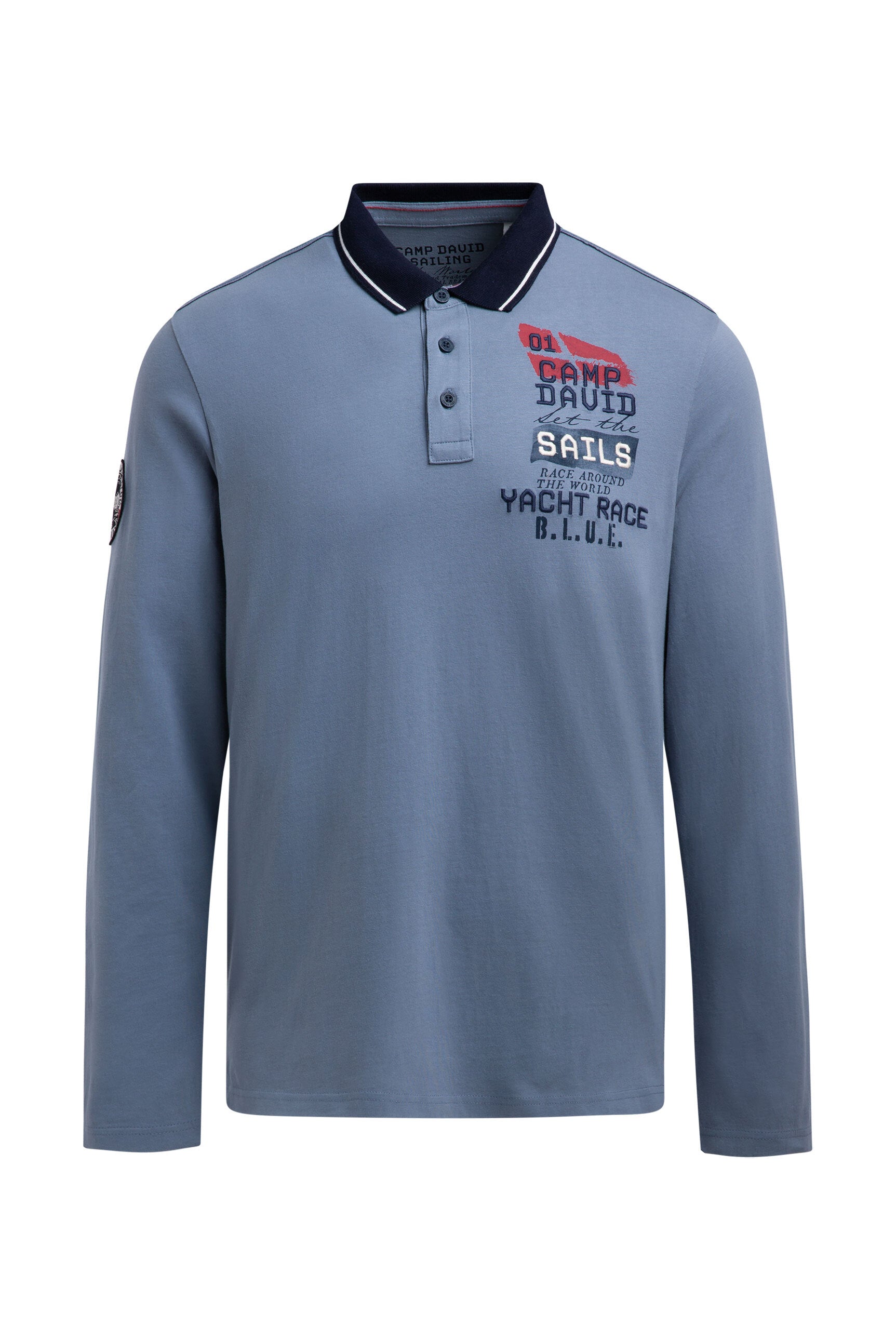 Polo z długim rękawem i nadrukiem na plecach - 1