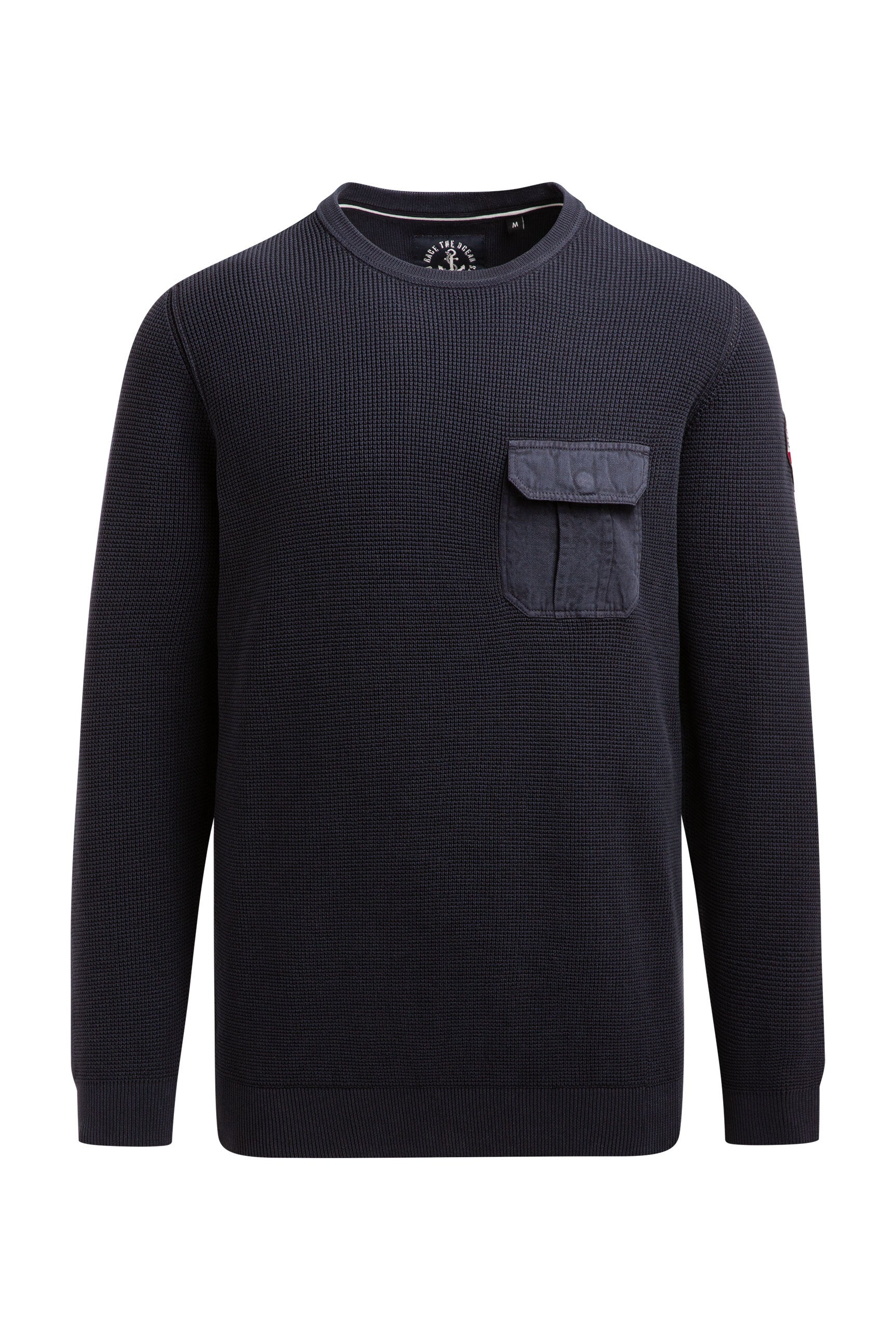 Pulower ze wzorem dzianiny i kieszenią na piersi