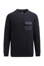 Pulower ze wzorem dzianiny i kieszenią na piersi