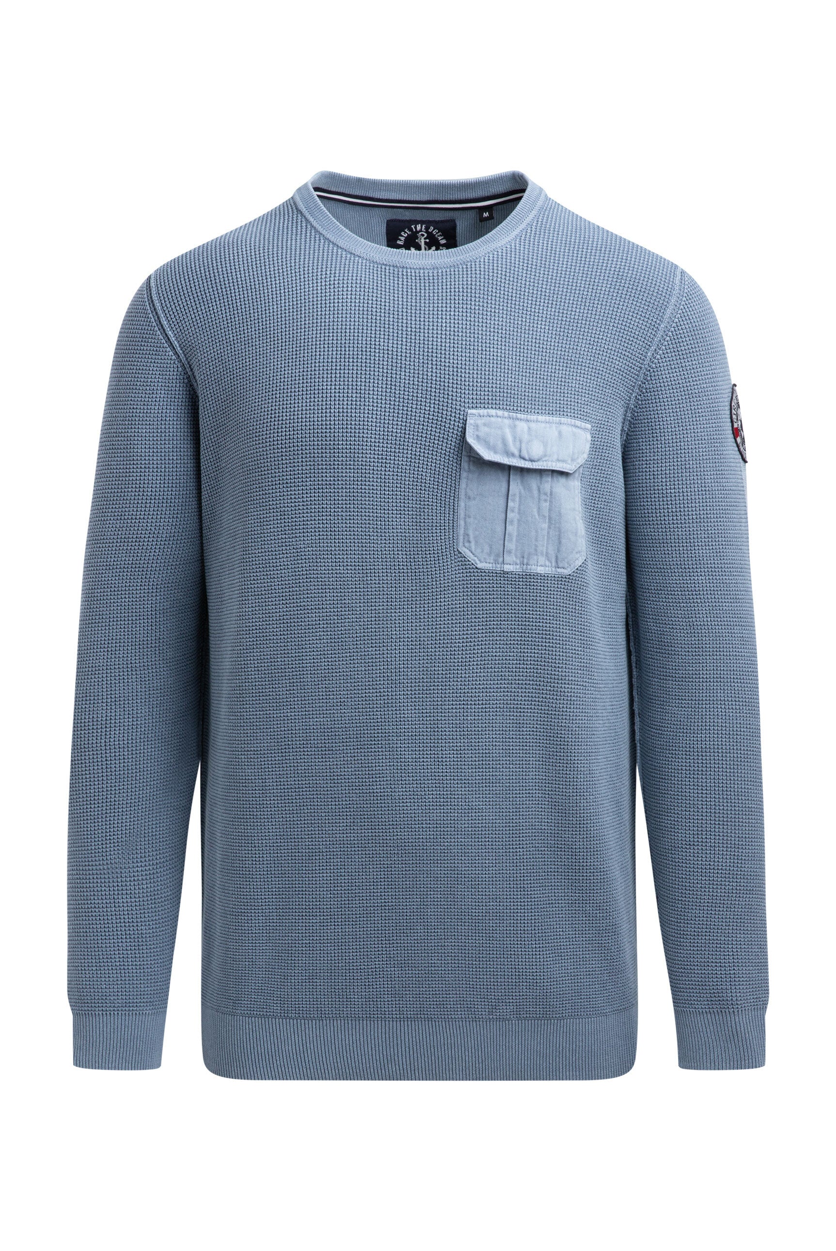 Pulower ze wzorem dzianiny i kieszenią na piersi - 1