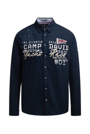 Strukturalna koszula z długim rękawem i aplikacjami logo