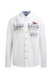 Strukturalna koszula z długim rękawem i aplikacjami logo