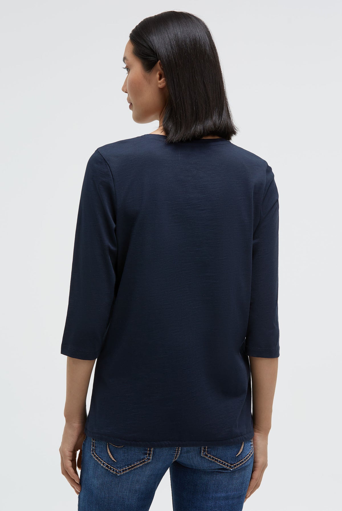 Shirt mit Label Print und Bindebandsaum blue navy