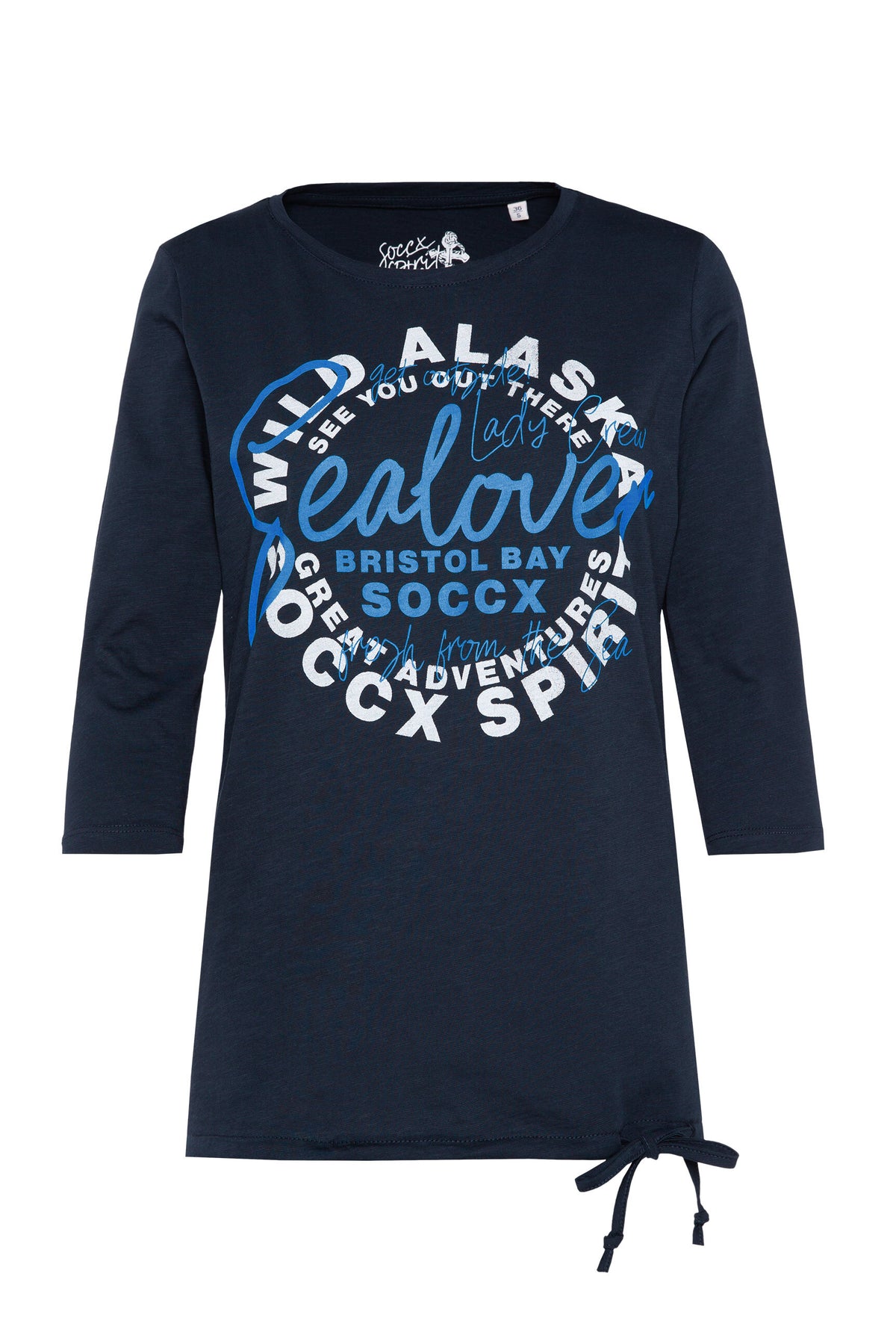 Shirt mit Label Print und Bindebandsaum blue navy