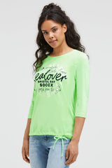Shirt mit Label Print und Bindebandsaum lime punch