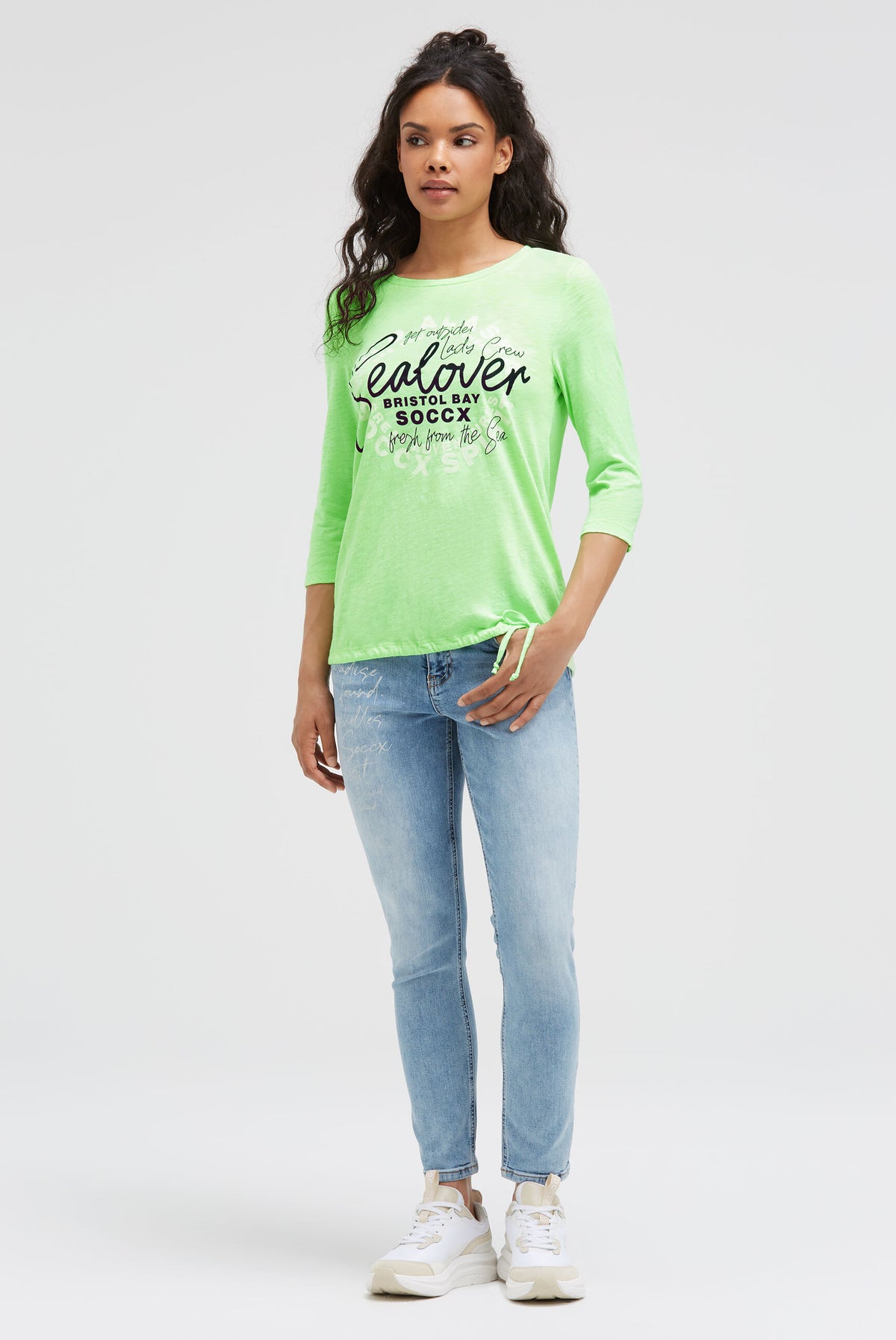 Shirt mit Label Print und Bindebandsaum lime punch
