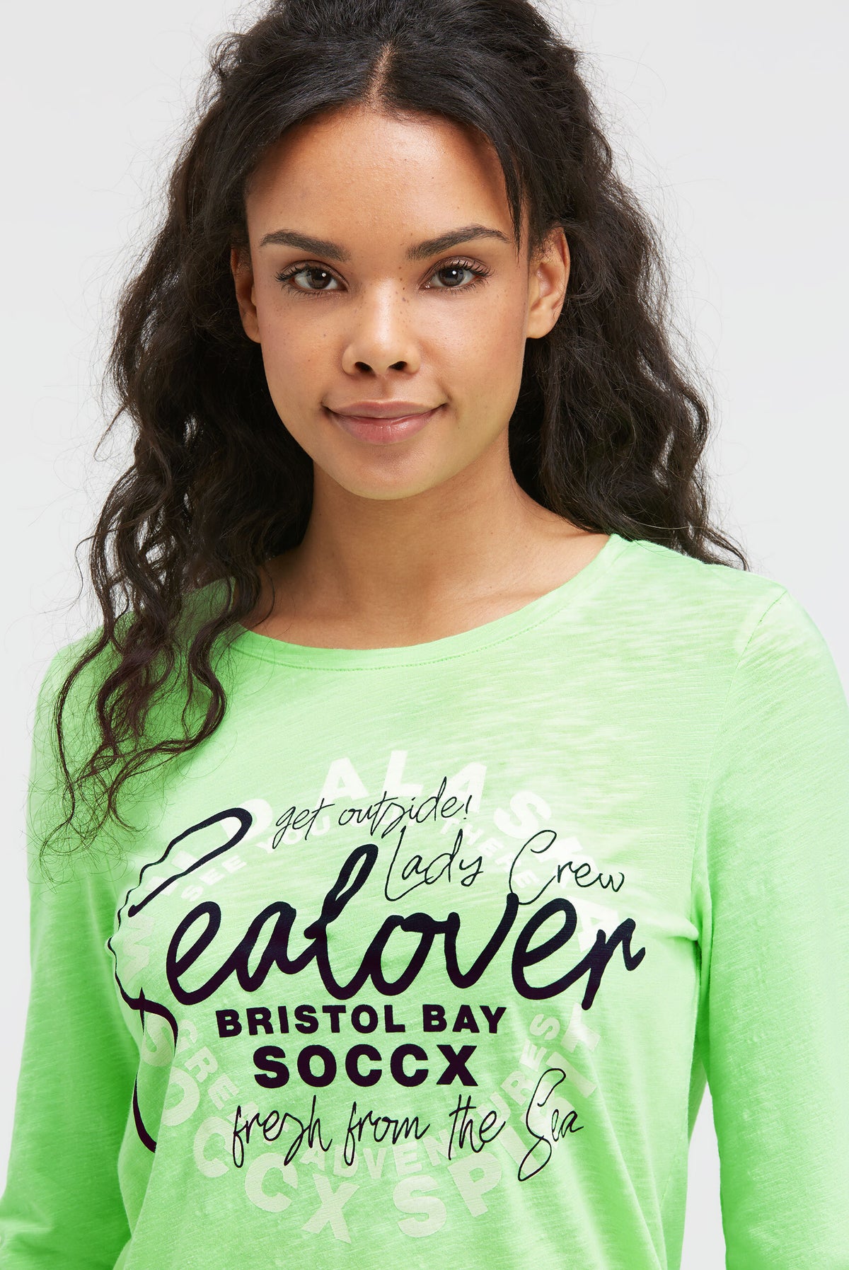 Shirt mit Label Print und Bindebandsaum lime punch