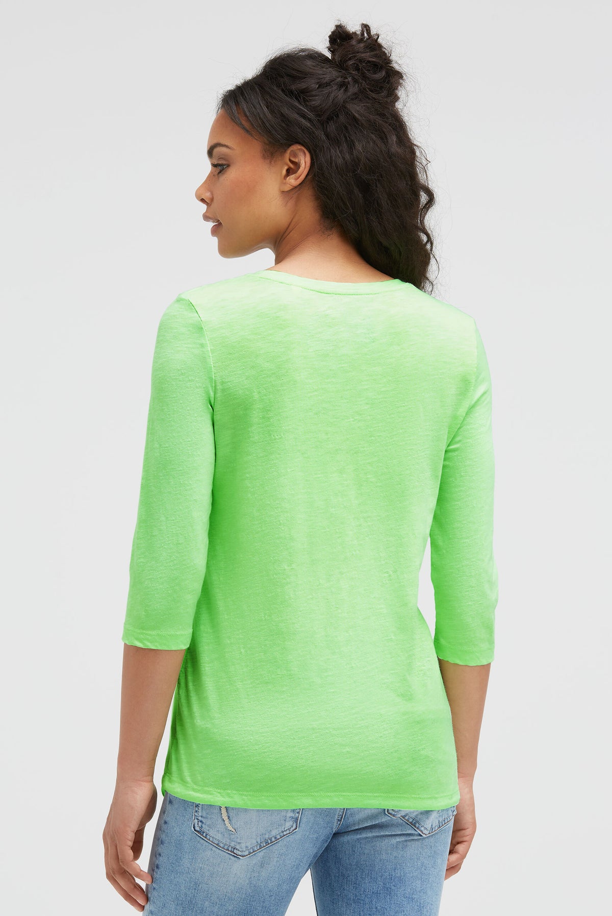 Shirt mit Label Print und Bindebandsaum lime punch