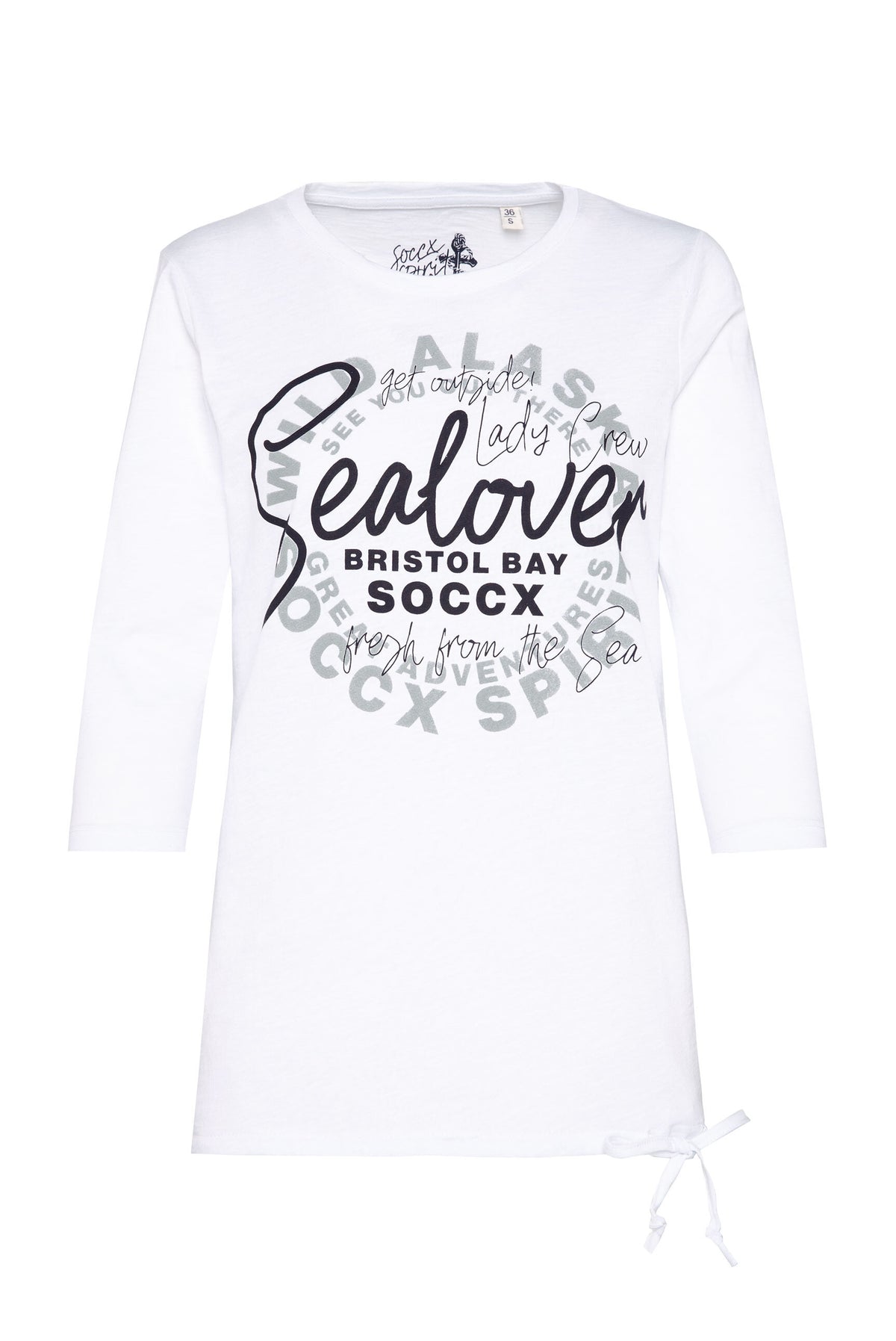 Shirt mit Label Print und Bindebandsaum opticwhite - 1
