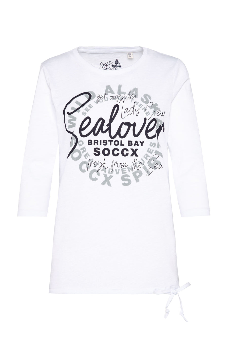 Shirt mit Label Print und Bindebandsaum opticwhite